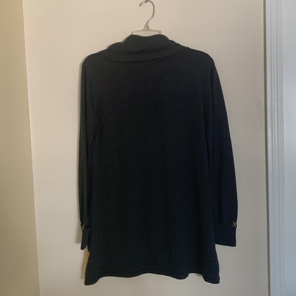 Grey and yellow tunic cowl-neck sweater - Picture 3 of 5